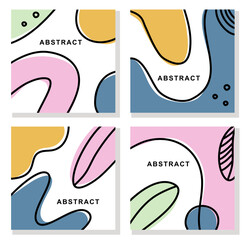 Wall Mural - Modern abstract design templates with organic shapes. Greeting cards, flyers, newsletter, branding design, magazine covers. Universal templates for invitation. Set of four postcards.