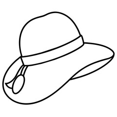 Sun Hat outline coloring book page line art illustration digital drawing