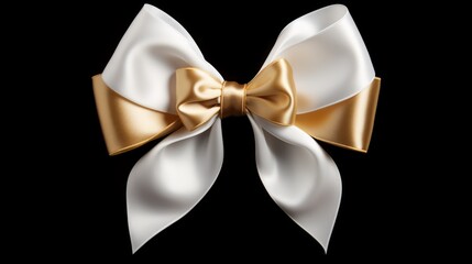 Aufkleber - Generative AI Elegant White Ribbon with Golden Accents