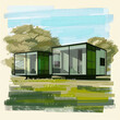 Modern house architect drawing