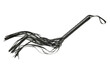 © Mouse family - Leather bdsm whip isolated on white background. Erotic toys for BDSM