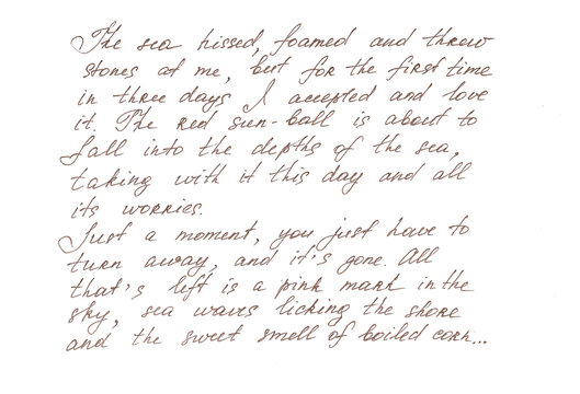 Handwritten text. Vintage hand written letter isolated on white background