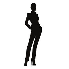 Wall Mural - Silhouette of Stylish Woman Posing