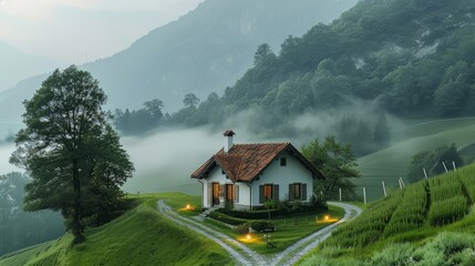 Canvas Print - mountain village in the mountains