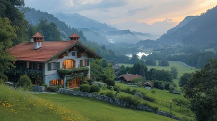 Canvas Print - village in the mountains