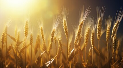 Poster - Generative AI A time-lapse sequence showing the growth journey of wheat, from seed sowing to the development of golden wheat heads in a sunlit field.