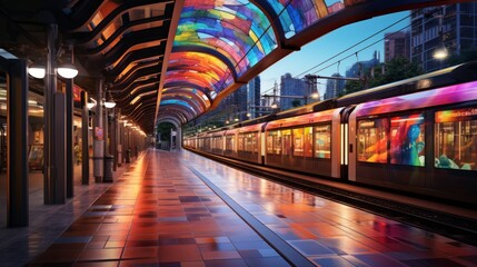 Leinwandbilder - Generative AI Kuala Lumpur LRT Station, Malaysia ::1 modern design, innovative architecture, vibrant decor, urban sophistication