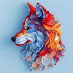 Naklejka na meble Vibrant Minimalistic Colorful Wolf with Organic Forms and Depth