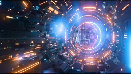 Aufkleber - There is no input restrictions. The final load. The flashing chip. Organic movements. Digital flowers. Futuristic HUD Target with Computer Data Screen. Good for tech titles (and background).