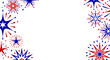 Stars in national colors background. Fourth of July holiday long horizontal border. USA Independence Day Decoration. Illustration.