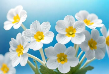 Poster - white flowers on blue background