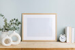 Blank picture frame template on the wall