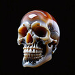Skull made of agate. Isolated on black background. Digital illustration.