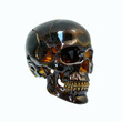 Skull made of amber. Isolated on white background. Digital illustration.