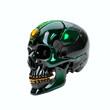 Skull made of Emerald. Isolated on white background. Side view, Digital illustration.