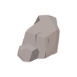Rock stone with rugged surface, single gray mountain boulder vector illustration