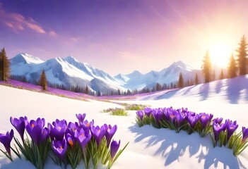 Wall Mural - spring in the mountains