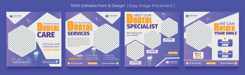 Wall Mural - Dentist and health care medical social media and web banner template. Hospital, doctor, clinic and dentist health business marketing banner with logo & icon. Creative online promotion corporate flyer 