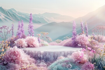 Canvas Print - a beautiful mountain landscape with a large