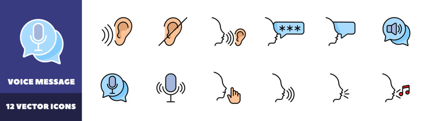 Poster - Voice message icons set. Flat style. Vector icons