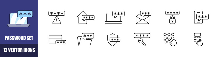 Poster - Password icons set. Linear style. Vector icons
