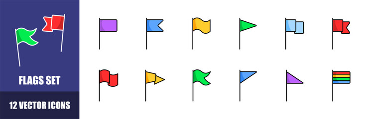 Poster - Flags icons set. Flat style. Vector icons