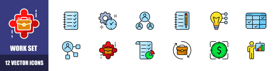 Poster - Work icons set. Flat style. Vector icons