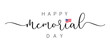 Happy Memorial Day calligraphy and waving flag. Handwritten text Memorial Day and flag of USA. Vector illustration