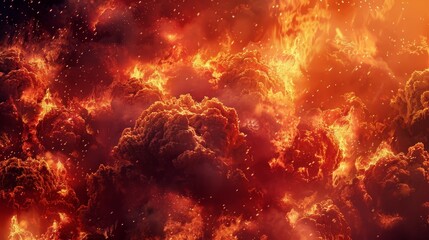 Aufkleber - A dramatic background featuring intense flames and fiery clouds, with bright fire emerging from below. 