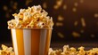 Close-up illustration of popcorn bucket with copy space,for advertising and promotion in cinema.
