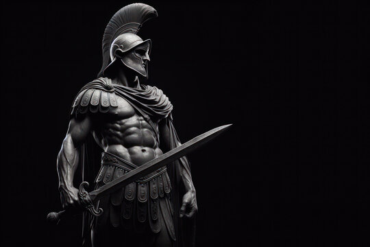 Statue Gladiator Isolated on black background