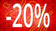 Affiche Soldes -20% Abstrait Rouge et Jaune
