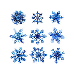 Wall Mural - Set of blue Snowflakes icons. vector illustration isolated white background