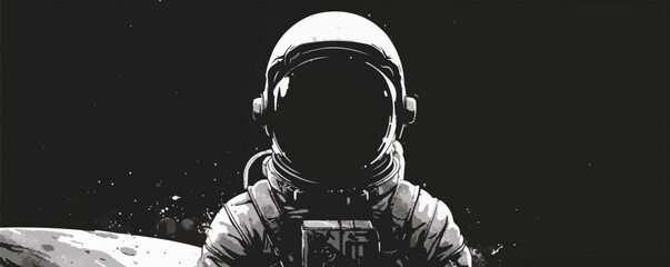 Astronaut | Minimalist and Simple Line White background - Vector illustration