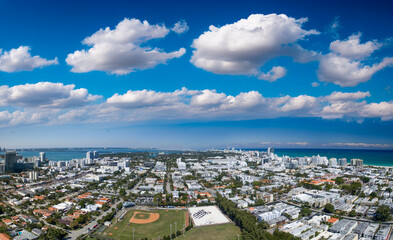 Sticker - Miami Beach, Florida - Panoramic aerial view of the beautiful city skyline