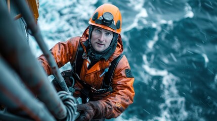 Wall Mural - engineers are repairing and maintaining an offshore turbine house. portrait of a skilled professiona