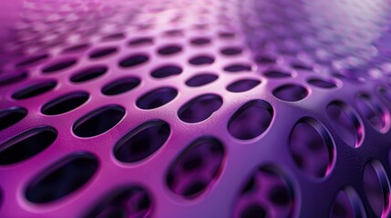 Wall Mural - Bright purple mesh texture with many of holes in a close-up on a blurry background