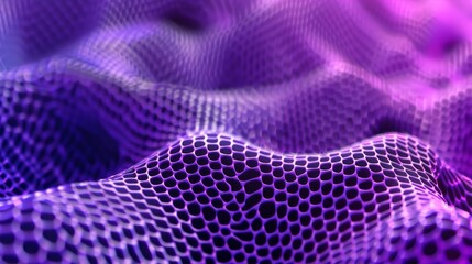 Wall Mural - Bright purple mesh texture with many of holes in a close-up on a blurry background