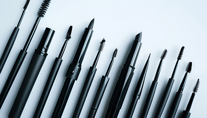 Wall Mural - Collection of black eyeliner samples on white background