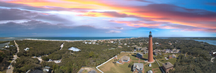 Poster - Daytona, Florida - Panoramic aerial view of the beautiful Ponce de Leon Lighthouse