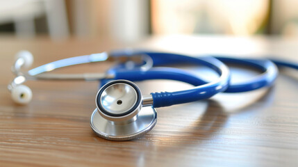 closeup of stethoscope on a table, medical healthcare concept