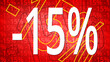 Affiche Soldes -15% Abstrait Rouge et Jaune