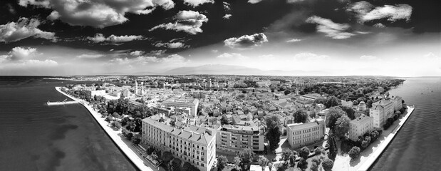 Canvas Print - Panoramic aerial view of Zadar skyline from the sea, Croatia