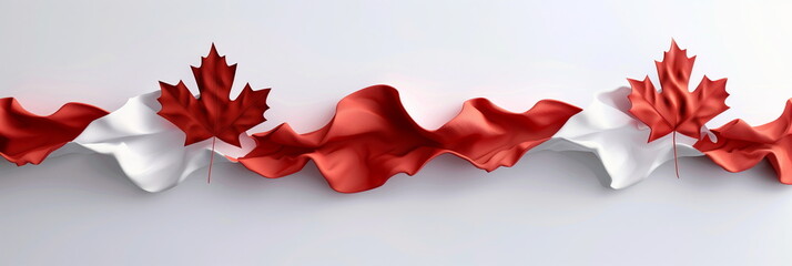 Wall Mural - Artistic Maple Leaf in Red Watercolor Splashes Bckground