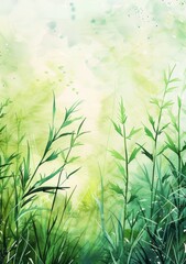 Wall Mural - Watercolor Grass Background for Spring Designs Generative AI