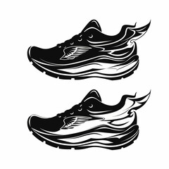 Wall Mural - a pair of running shoes that are black and white