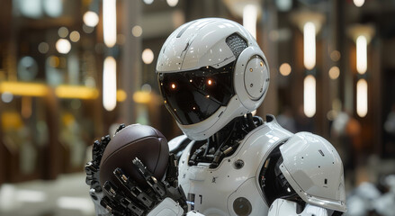 Poster - Close-up of a robot with human-like features gripping a baseball, showcasing advanced robotics.