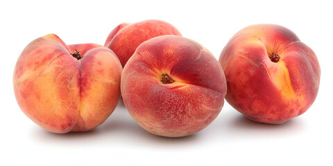 Wall Mural - Fresh peaches with slice isolated on white