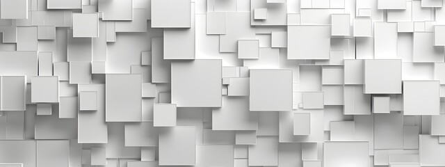 Poster - Abstract white background with squares and geometry, 3D rendering