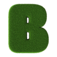Poster - 3D Font Grass Green Letter B uppercase